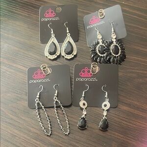 Paparazzi Black and Silver Women's Earrings Set
